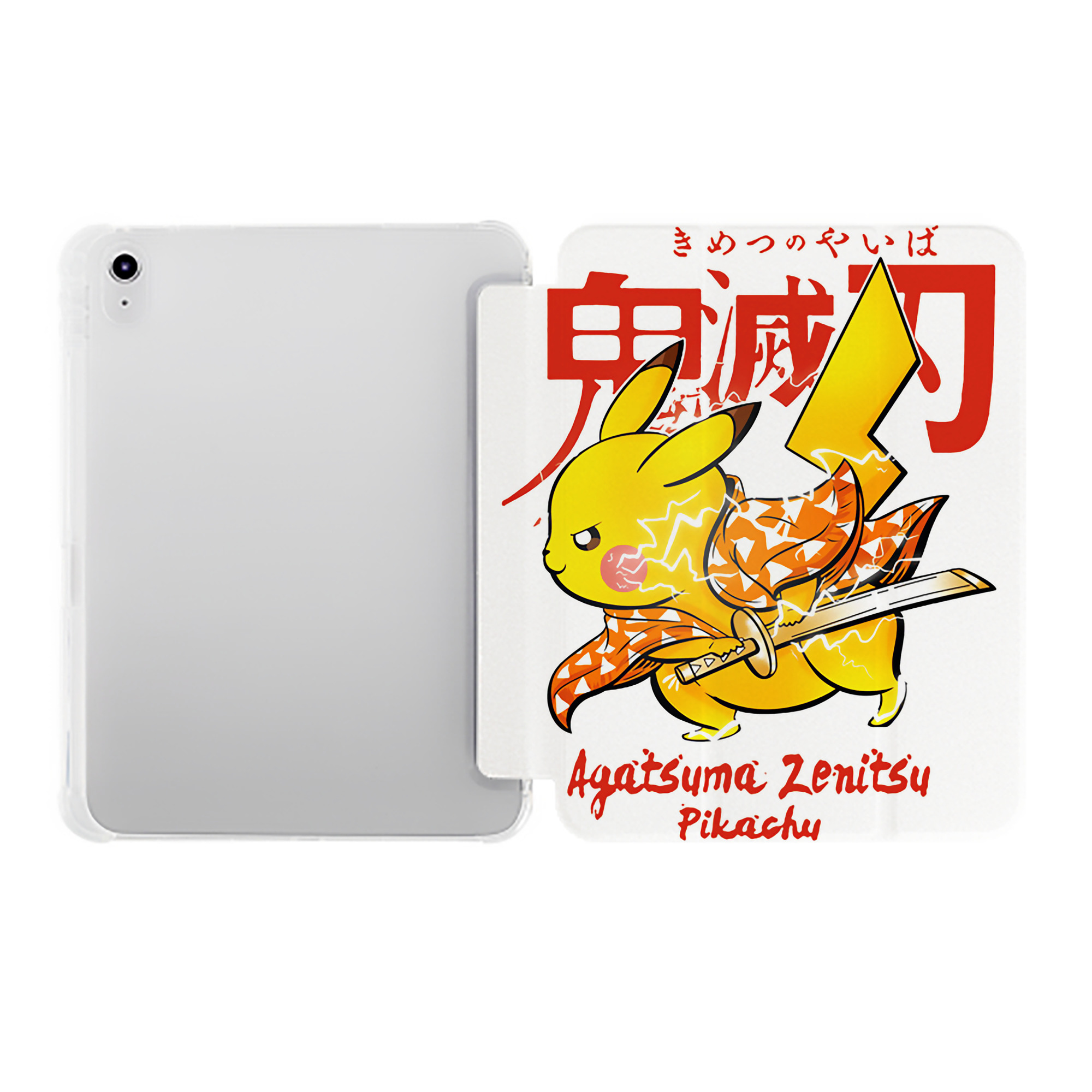 （画像用） 鬼滅の刃（きめつのやいば）我妻 善逸／あがつま ぜんいつ Agatsuma Zenitsu IPad ケース ペン収納付き 三つ折りスタンド PUレザー×シリコン 対応機種9.5/10.5/10.9インチ